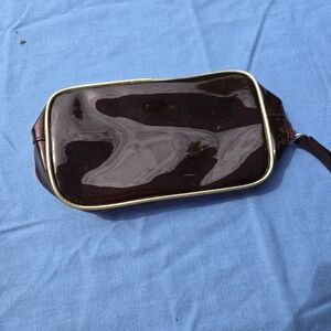 Glossy Burgundy Travel Bag with Gold Trim